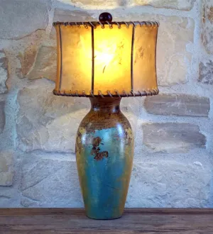 Old World Pottery Table Lamp w/ Rawhide Shade ceiling light, pendant lamp