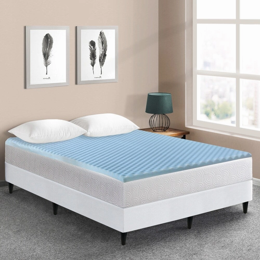Onetan,1-inch High Density Convoluted Egg Shell Breathable Cool Gel Foam Topper,Adds Comfort to Mattress,
