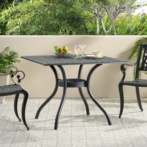 Oudoor Patio Black Cast Aluminum Square Table - NH115692 patio chairs, outdoor seating