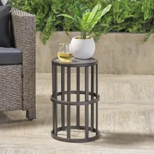 Outdoor 11 Inch Grey Finish Ceramic Tile Side Table - NH402403 patio chairs, outdoor seating