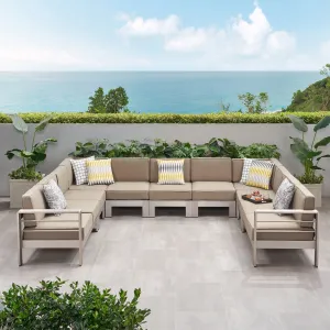 Outdoor 11 Seater Aluminum U-Shaped Sofa Sectional - NH268903 patio chairs, outdoor seating