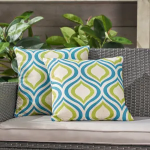Outdoor 18-inch Water Resistant Square Pillows, Blue and Green - NH415503 patio chairs, outdoor seating