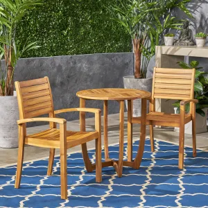 Outdoor 2-Seater Acacia Wood Bistro Set - NH484603 patio chairs, outdoor seating