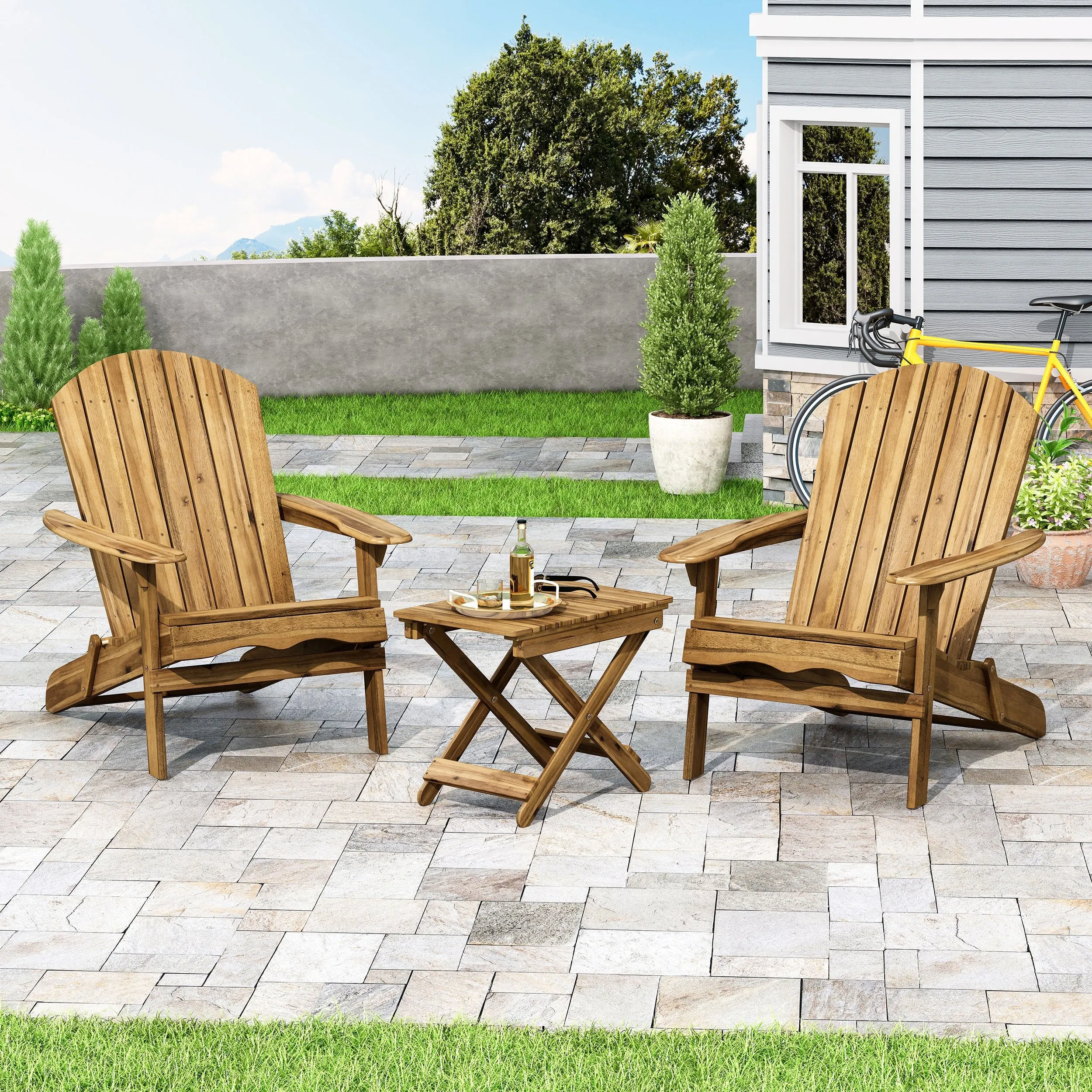 Outdoor 2 Seater Acacia Wood Chat Set - NH500313 patio chairs, outdoor seating