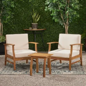 Outdoor 2 Seater Acacia Wood Chat Set with Cushions - NH822203 patio chairs, outdoor seating