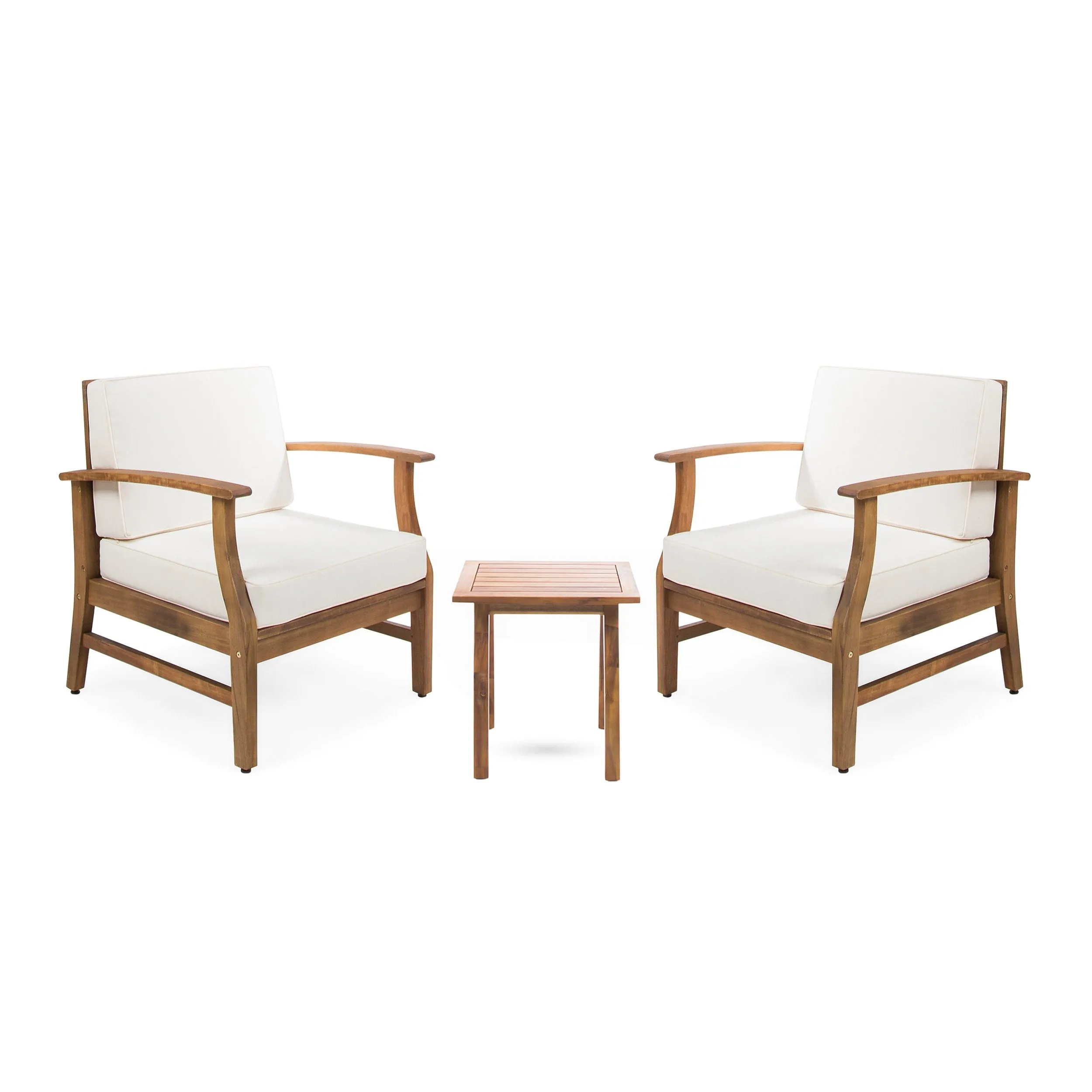 Outdoor 2 Seater Acacia Wood Chat Set with Cushions - NH822203
