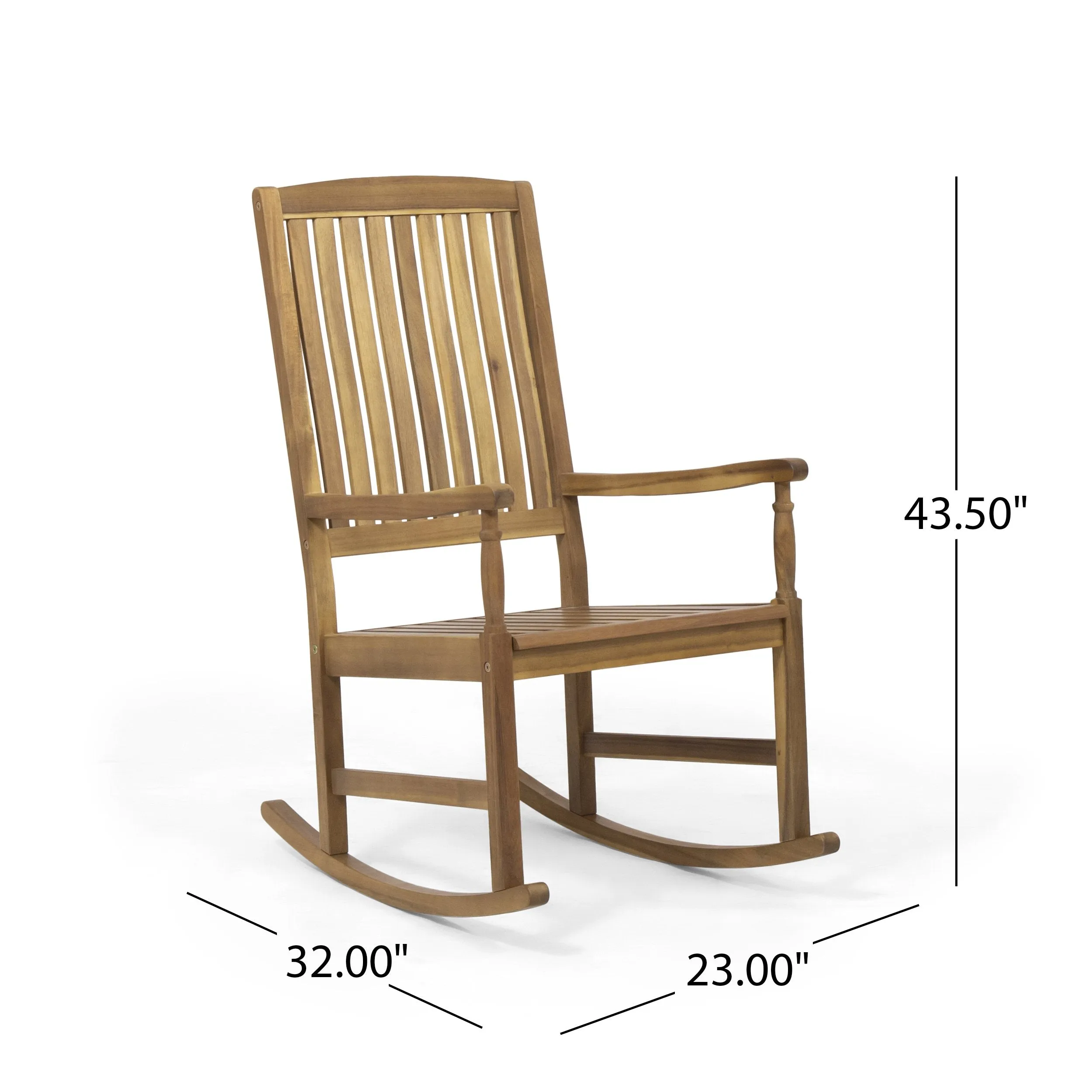 Outdoor 2 Seater Acacia Wood Rocking Chairs and Side Table Set - NH607903