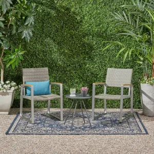 Outdoor 2 Seater Aluminum and Wicker Chat Set - NH755903 patio chairs, outdoor seating