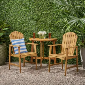 Outdoor 2 Seater Half-Round Acacia Wood Bistro Table Set with Adirondack Chairs - NH028903 patio chairs, outdoor seating
