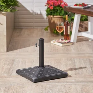Outdoor 26lb Concrete Square Umbrella Base, Hammered Iron - NH145403 patio chairs, outdoor seating