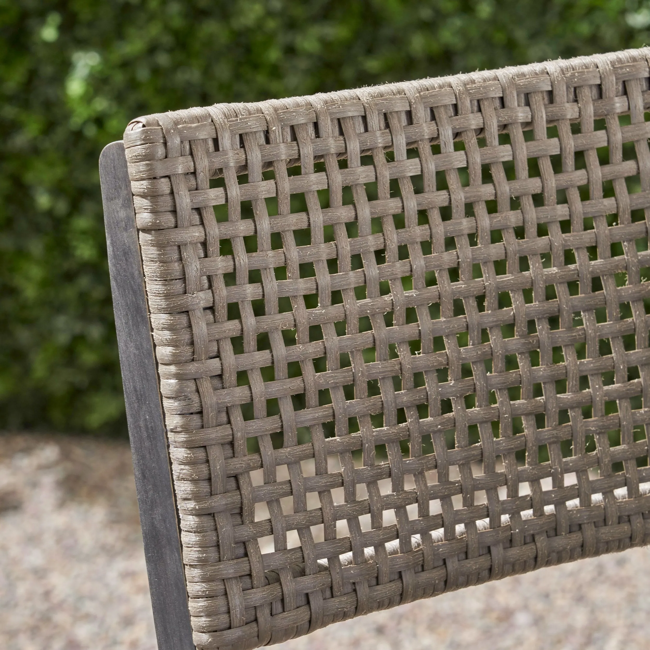 Outdoor 26" Square 3 Piece Wood and Wicker Bar Height Set - NH843903