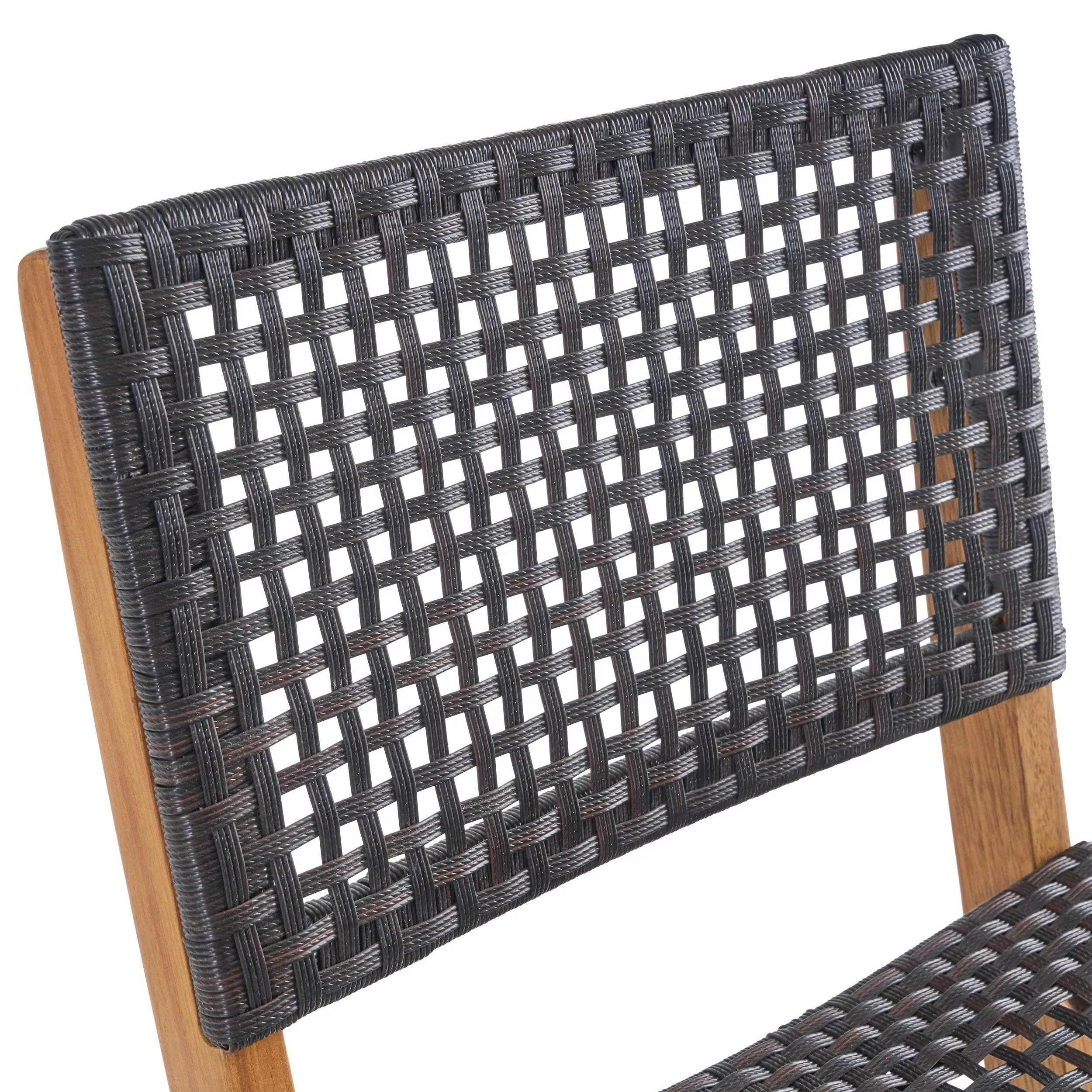 Outdoor 26" Square 3 Piece Wood and Wicker Bar Height Set - NH843903