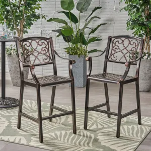 Outdoor 28" Aluminum Barstool (Set of 2), Copper Finish - NH938803 patio chairs, outdoor seating