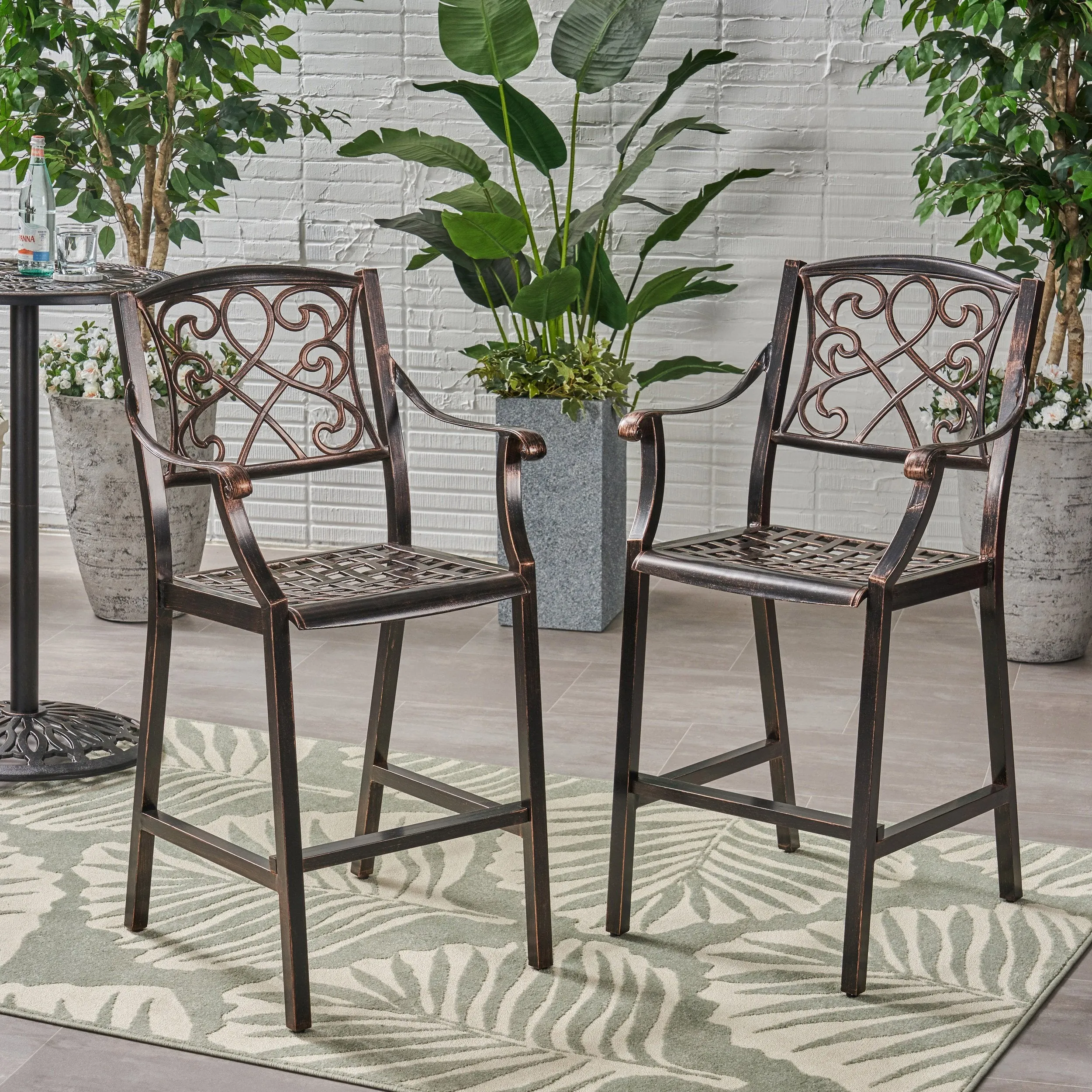 Outdoor 28" Aluminum Barstool (Set of 2), Copper Finish - NH938803 patio chairs, outdoor seating