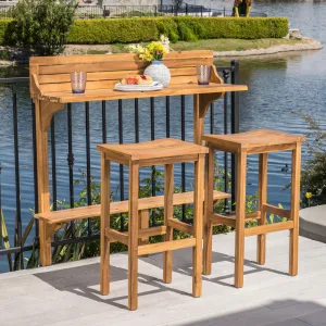 Outdoor 3 Piece Acacia Wood Balcony Bar Set - NH641403 patio chairs, outdoor seating