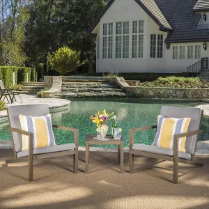 Outdoor 3 Piece Acacia Wood Chat Set with Water Resistant Cushions - NH021603 patio chairs, outdoor seating