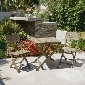 Outdoor 3 Piece Foldable Acacia Wood Bistro Set - NH802103 patio chairs, outdoor seating