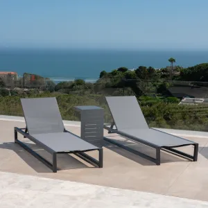 Outdoor 3 Piece Gray Mesh Rust-Proof Aluminum Frame Chaise Lounge Set - NH210403 patio chairs, outdoor seating