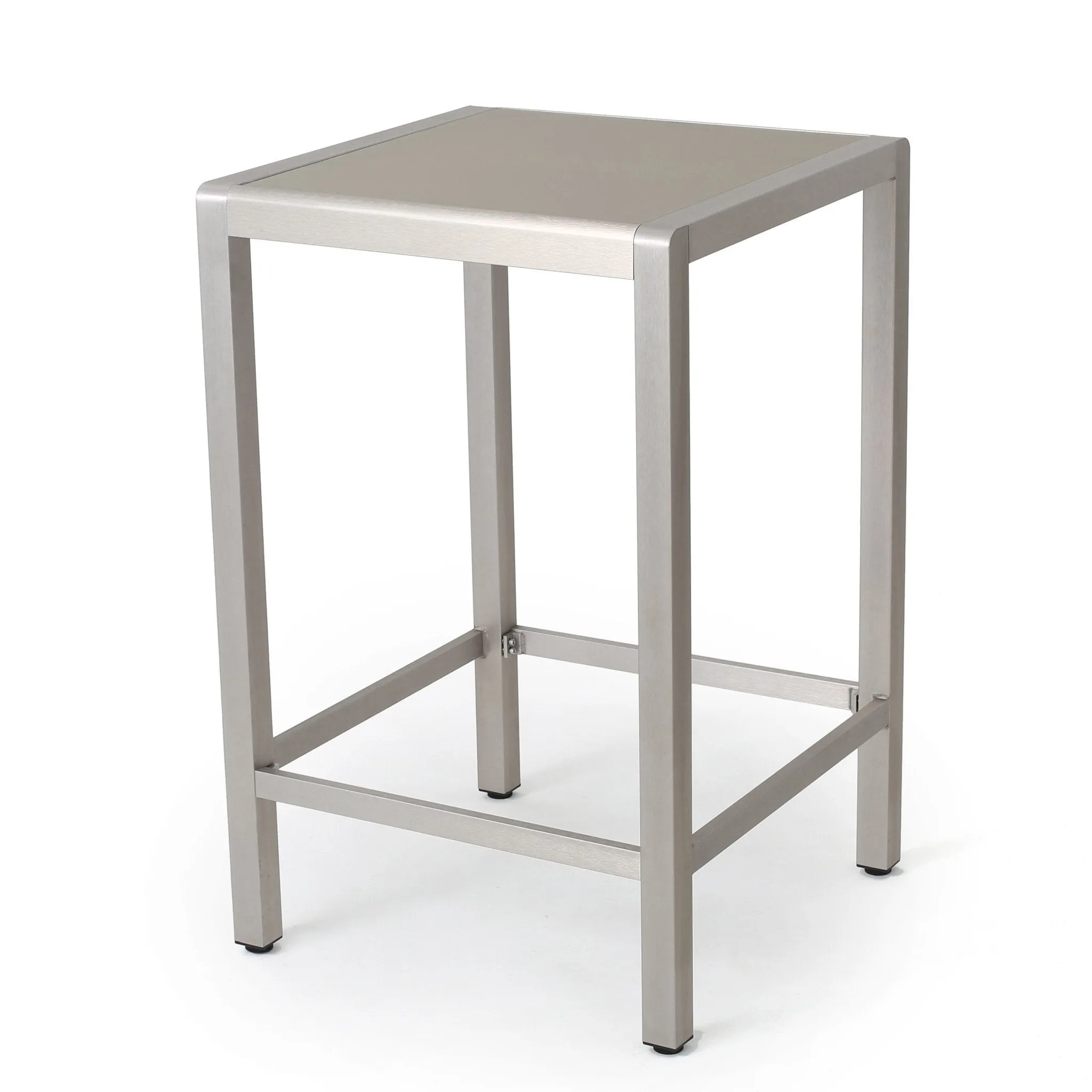 Outdoor 3 Piece Grey Wicker Bar Set with Glass Table Top - NH063003