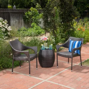 Outdoor 3 Piece Multi-brown Wicker Chat Set - NH111103 patio chairs, outdoor seating