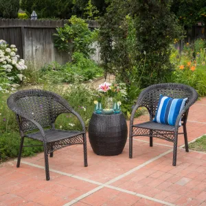 Outdoor 3-Piece Multi-Brown Wicker Chat Set with Drum Table - NH901103 patio chairs, outdoor seating