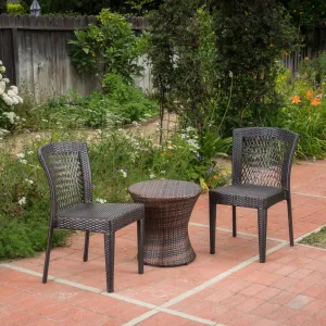 Outdoor 3 Piece Multi-brown Wicker Stacking Chair Chat Set - NH159003 patio chairs, outdoor seating