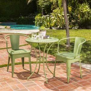 Outdoor 3 Piece Paint Finished Iron Bistro Set - NH382103 patio chairs, outdoor seating