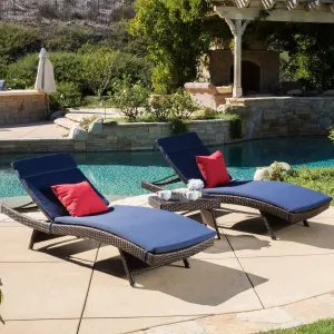 Outdoor 3-piece Wicker Adjustable Chaise Lounge Set with Cushions - NH439592 patio chairs, outdoor seating