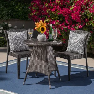 Outdoor 3 Piece Wicker Bistro Set, Grey - NH215403 patio chairs, outdoor seating