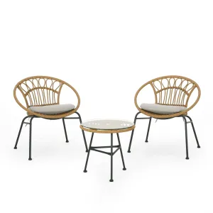 Outdoor 3 Piece Wicker Chat Set - NH696313 patio chairs, outdoor seating
