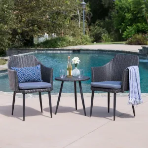 Outdoor 3 Piece Wicker Chat Set with Water Resistant Cushions - NH425103 patio chairs, outdoor seating