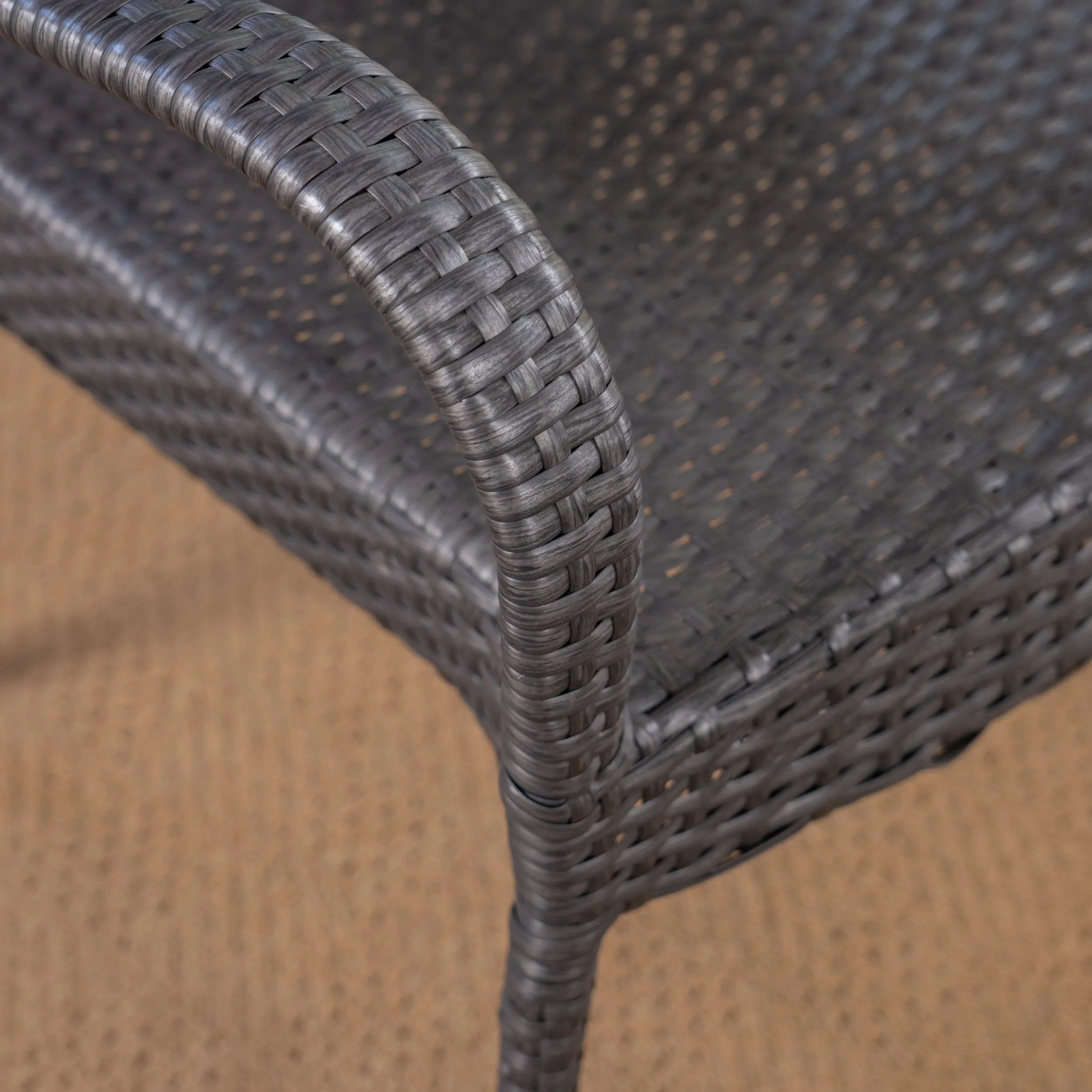 Outdoor 3 Piece Wood and Wicker Bistro Set, Gray and Gray - NH561503