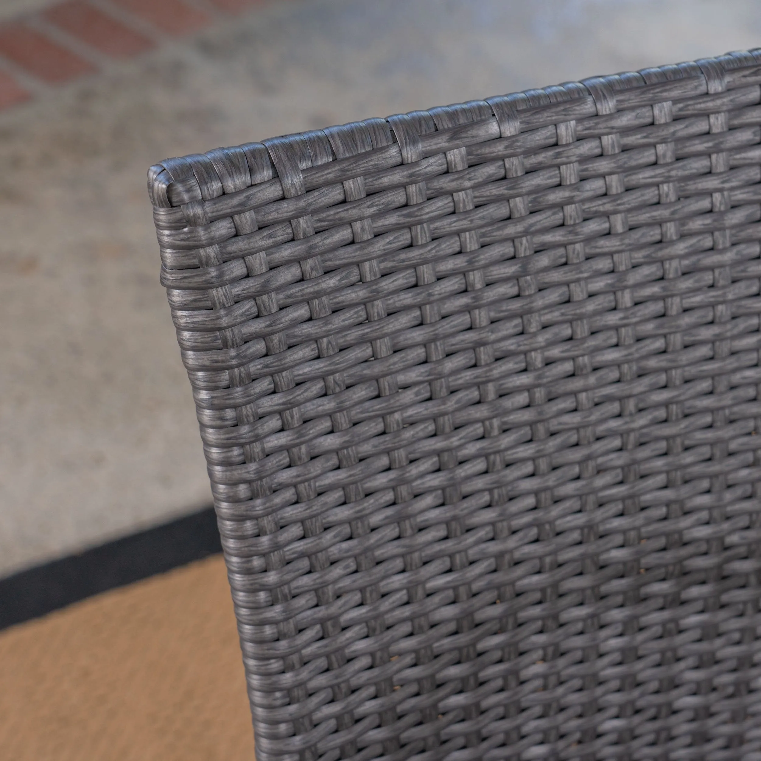 Outdoor 3 Piece Wood and Wicker Bistro Set, Gray and Gray - NH561503