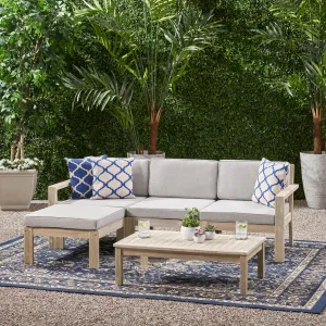 Outdoor 3 Seater Acacia Wood Sofa Sectional with Cushions - NH763903 patio chairs, outdoor seating