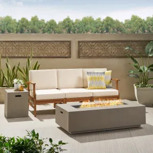 Outdoor 3 Seater Wood Fire Pit Sofa Set - NH406503 patio chairs, outdoor seating