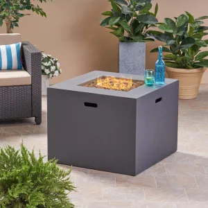 Outdoor 31-inch Square Light Weight Concrete Gas Burning Fire Pit - NH970503 patio chairs, outdoor seating
