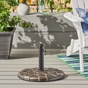 Outdoor 37lb Concrete Circular Umbrella Base, Hammered Dark Copper - NH645403 patio chairs, outdoor seating