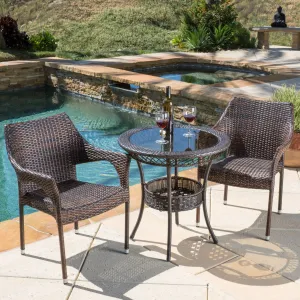 Outdoor 3pc Multibrown Wicker Bistro Set - NH496592 patio chairs, outdoor seating