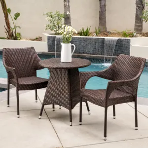 Outdoor 3pc Multibrown Wicker Bistro Set - NH518592 patio chairs, outdoor seating