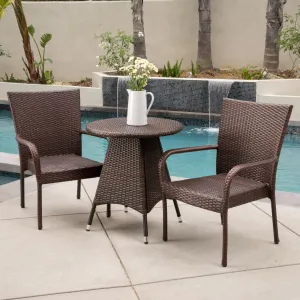 Outdoor 3pc Multibrown Wicker Bistro Set - NH718592 patio chairs, outdoor seating
