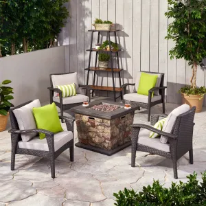 Outdoor 4 Club Chair Chat Set with Fire Pit - NH259903 patio chairs, outdoor seating
