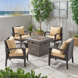Outdoor 4 Club Chair Chat Set with Fire Pit - NH949903 patio chairs, outdoor seating