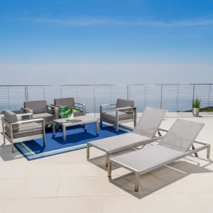 Outdoor 4 Pc Club Chair Set w/ 2 Chaise Lounges & Table - NH094003 patio chairs, outdoor seating