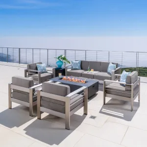 Outdoor 4 Pc Club Chair Set w/ 3 Seat Loveseat & Firepit - NH194003 patio chairs, outdoor seating
