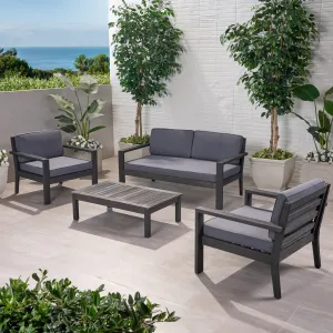 Outdoor 4 Seater Acacia Wood Chat Set with Cushions - NH312013 patio chairs, outdoor seating