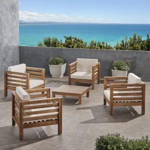 Outdoor 4 Seater Acacia Wood Club Chair and Coffee Table Set - NH944803 patio chairs, outdoor seating