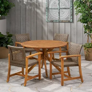 Outdoor 4 Seater Acacia Wood Dining Set - NH733013 patio chairs, outdoor seating