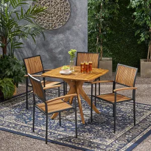 Outdoor 4 Seater Acacia Wood Square Dining Set - NH517903 patio chairs, outdoor seating