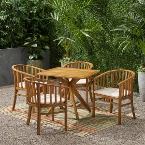 Outdoor 4 Seater Acacia Wood Square Dining Set - NH727903 patio chairs, outdoor seating
