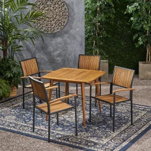 Outdoor 4 Seater Acacia Wood Square Dining Set - NH917903 patio chairs, outdoor seating